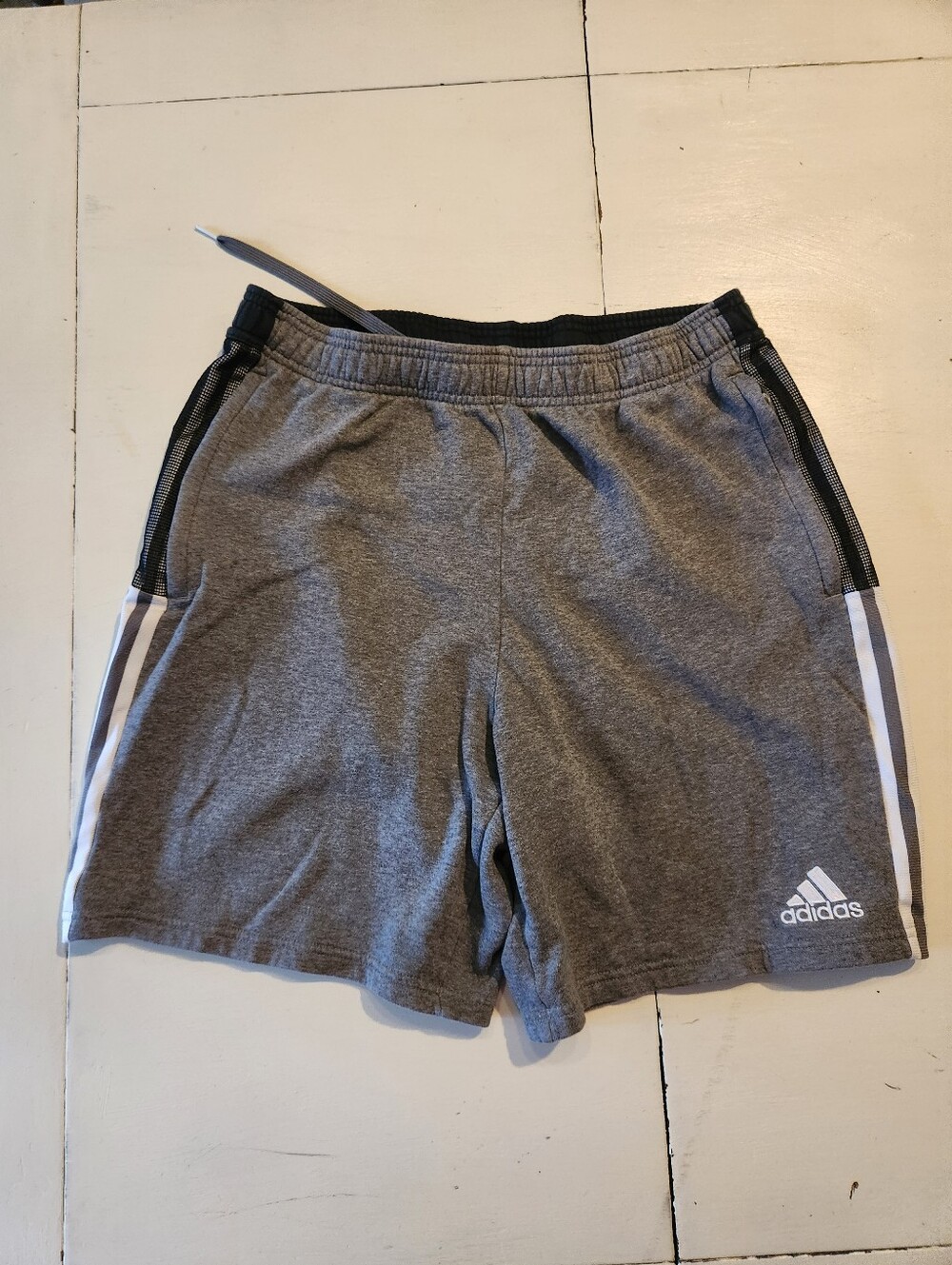 adidas Men’s Gray Athletic Shorts with Side Stripes